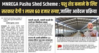 MNREGA Pashu Shed Scheme : पशु शेड बनाने के लिए सरकार देगी 1 लाख 60 हजार रुपए,जानिए आवेदन प्रक्रिया |